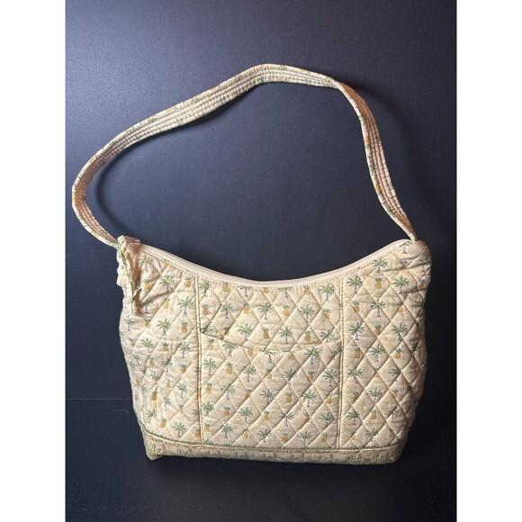 Tanya Lee Quilted Shoulder Bag Palm Tree Pineapple Tropical - Picture 1 of 7